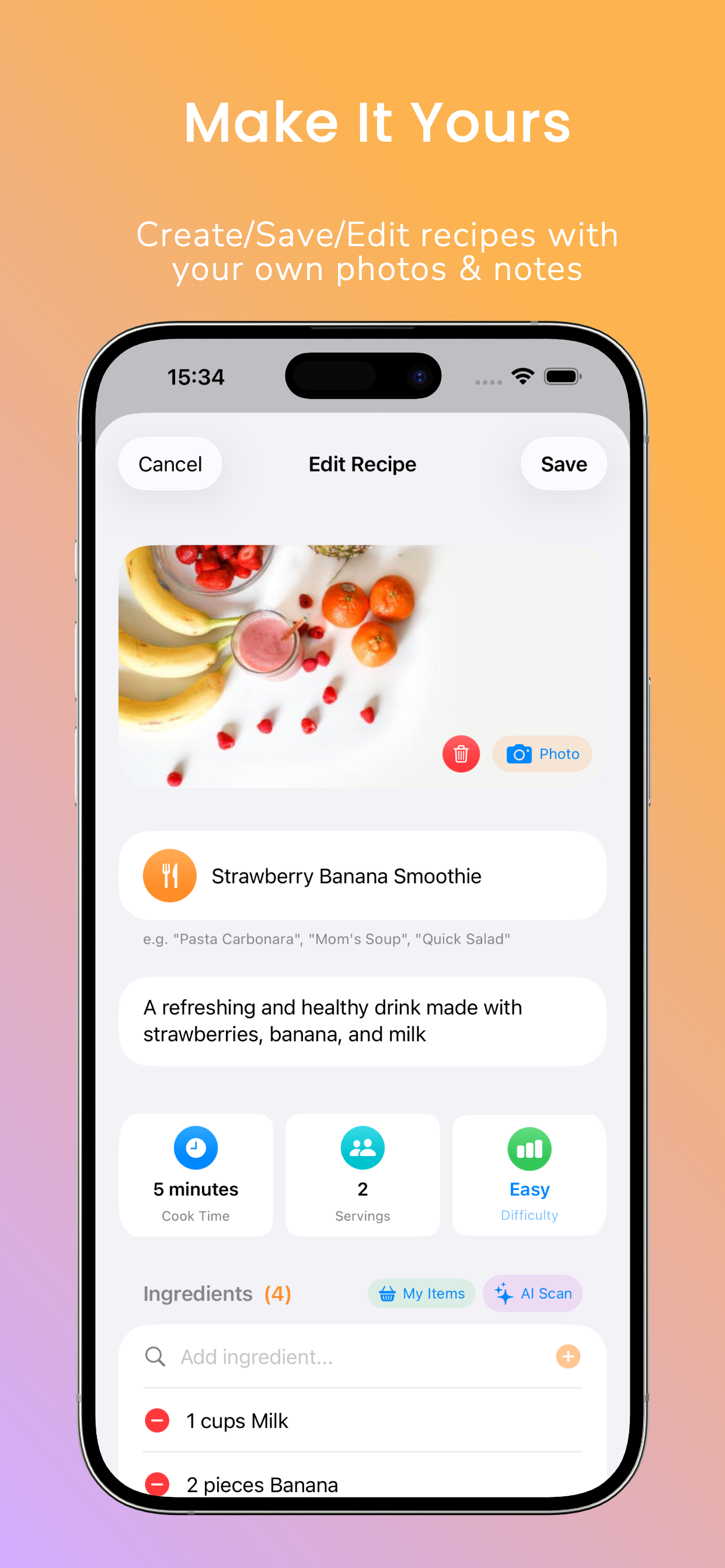 Edit and Save Recipes
