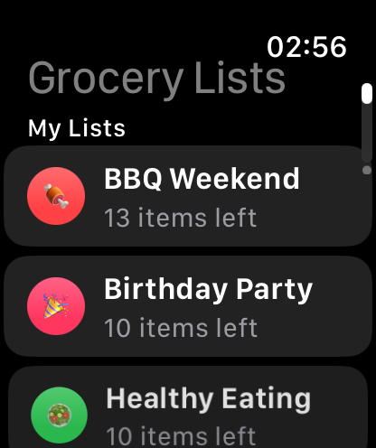 Grocery Lists on Apple Watch